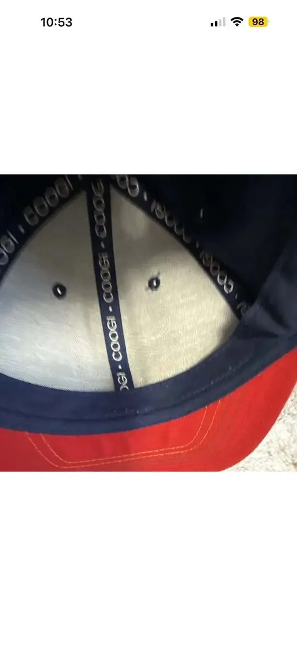 COOGI Fitted Baseball Cap with Embroidered Logo, Navy and Red
